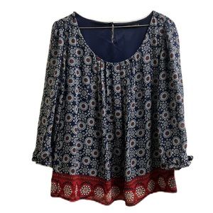 Sara Michelle, Multi Colors, Tie End Kimono Sleeves, Scoop Neckline Top, Large